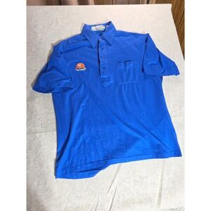 Vintage Sahara Mens Blue Deer Run Golf Course Polo Shirt Size M Embroidered